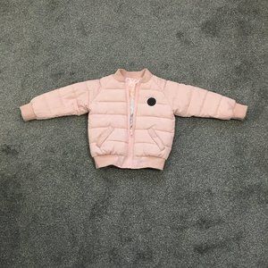 Hux pink/pink with pastel leopard print reversible puffer jacket